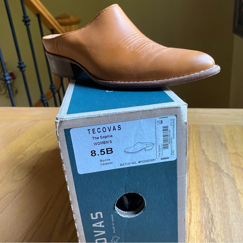 Tecovas The Sophie Mule Bovine Leather in color Caramel - Fits like a size 8